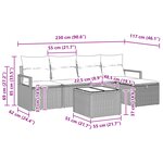 Canapé de jardin vidaXL 6 pièces avec coussins gris Poly Rattan