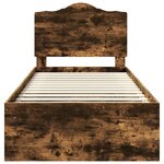 vidaXL Cadre de lit avec tête de lit Chêne fumé 90 x 200 cm Pin massif