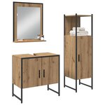 vidaXL Ensemble de mobilier de salle de bain avec étagère 3 Pièces Marron
