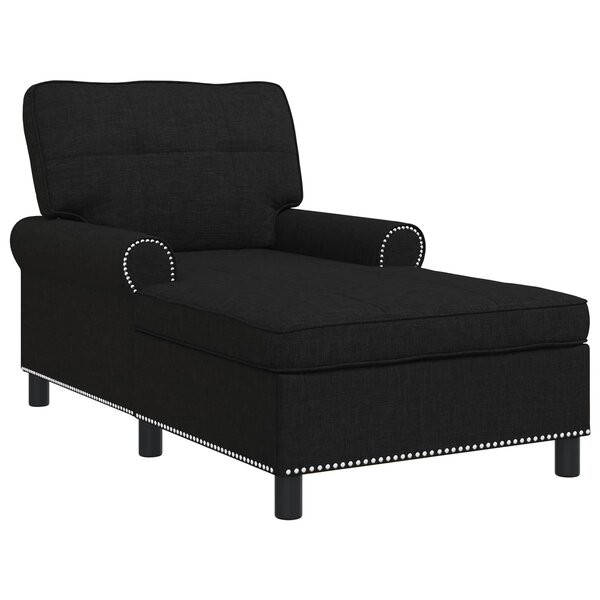 vidaXL Chaise longue avec coussin Noir 91 x 157 x 91 cm tissu