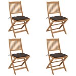 vidaXL Chaises pliables de jardin lot de 4 avec coussins Bois d'acacia