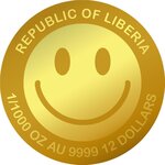 Pièce de monnaie en Or 12 Dollars g 0.031 (1/1000 oz) Millésime 2026 SMILEY 1/1000 (PRÉCOMMANDE)