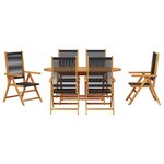 vidaXL Ensemble de Salle à Manger de Jardin 7 Pièces - Bois d'Acacia Noir avec Rattan Synthétique
