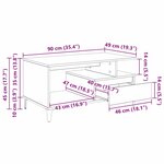 vidaXL Table basse Bois ancien 90 x 49 x 45 cm Bois d'ingénierie