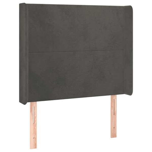 vidaXL Tête de lit avec oreilles Gris foncé 93x16x118/128 cm Velours