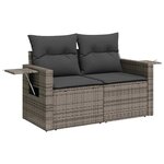 vidaXL Salon de jardin 9 Pièces avec coussins gris résine tressée