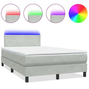 vidaXL Sommier à lattes de lit et matelas et LED gris clair 120x220cm velours