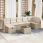 vidaXL Ensemble de canapé de jardin avec coussin 8 Pièces beige et crème