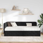vidaXL Cadre de lit d'angle Noir 90 x 190 cm Velours
