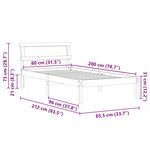 vidaXL Cadre de lit avec tête de lit Marron 80 x 200 cm Pin massif