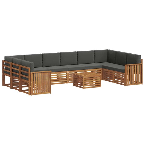 vidaXL Ensemble de canapés d'extérieur 11 pc Naturel et Anthracite