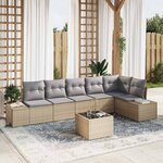 vidaXL Ensemble de canapé de jardin 7 Pièces Beige  Gris clair
