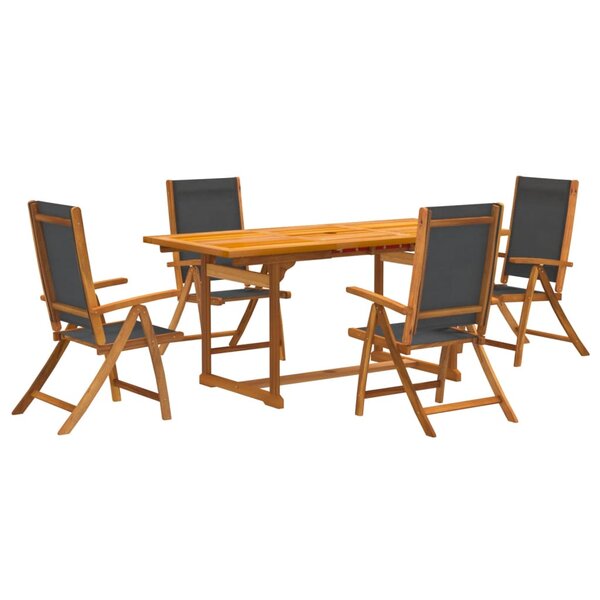 vidaXL Ensemble à manger de jardin 5Pièces bois d'acacia solide textilène