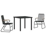 vidaXL Set de 3 Pièces Salle à Manger de Jardin Noir Rattan PVC