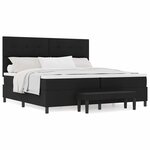vidaXL Lit à ressort avec matelas et banc noir 200x200 cm en tissu
