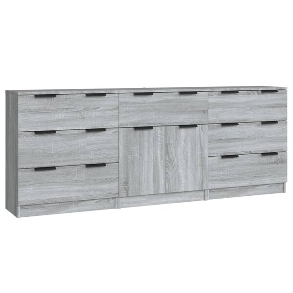 vidaXL Buffets 3 Pièces Sonoma gris Bois d'ingénierie
