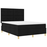 vidaXL Lit à ressort LED avec matelas Noir 140 x 190 cm tissu