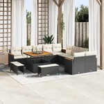 vidaXL Ensemble de canapé de jardin 13 Pièces Noir polyrotin