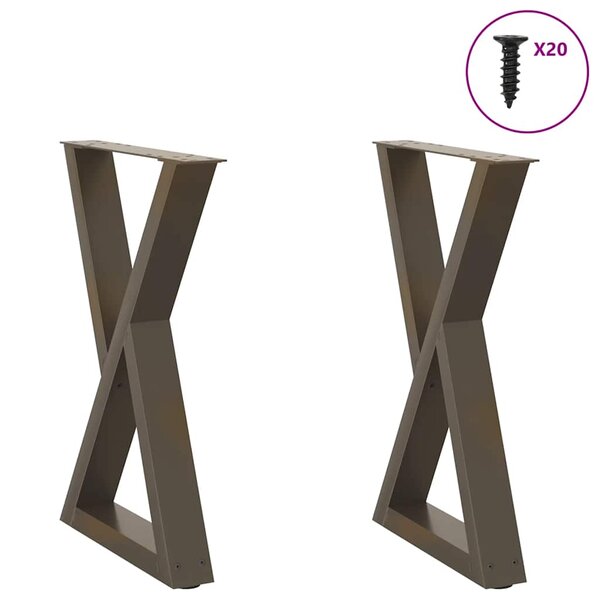 vidaXL Pieds de table à manger 2 pièces Acier naturel 60 x (72-73 3) cm Acier