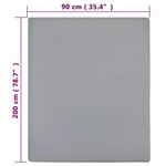 vidaXL Drap-housse Jersey Gris 90x200 cm Coton