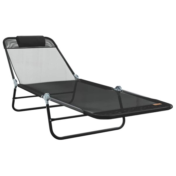 vidaXL Chaise longue pliante Noir 182 x 55 x 85 5 cm Textilène