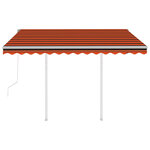 vidaXL Auvent rétractable automatique et poteaux 3x2 5 m Orange marron