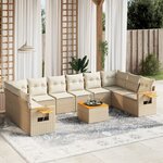 vidaXL Salon de jardin 11 Pièces avec coussins beige résine tressée