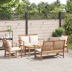 vidaXL Ensemble de canapé de jardin 5 Pièces Naturel Bois de teck solide