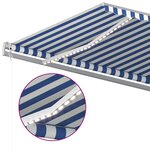 vidaXL Auvent manuel rétractable avec LED 5x3 m Bleu et blanc