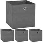 vidaXL Boîte de rangement 4 Pièces Tissu non-tissé 32x32x32 cm Gris