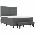 vidaXL Lit à ressorts avec coussin Gris foncé 140 x 190 cm tissu