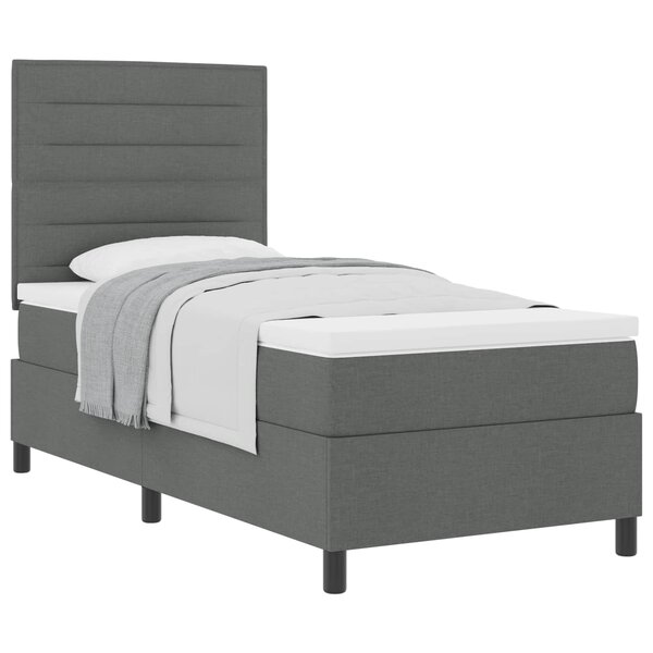 vidaXL Lit à ressorts avec matelas Gris foncé 100 x 200 cm tissu