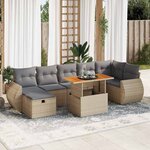 vidaXL Salon de jardin avec coussins 5 Pièces beige résine tressée acacia