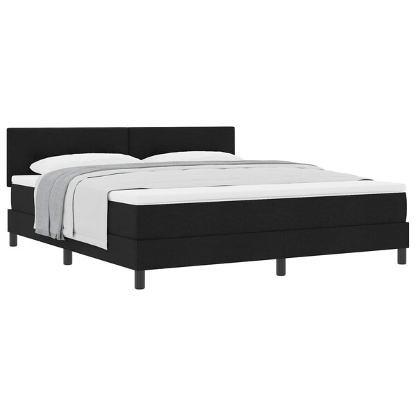 vidaXL Lit à ressorts avec matelas Noir 180 x 200 cm tissu