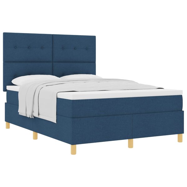 vidaXL Lit à ressorts avec matelas Bleu 140 x 190 cm tissu