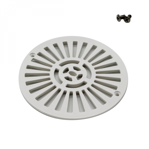 Grille bonde de fond ronde avec vis pour piscine béton - Diam 17,5 cm - Blanc