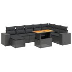 vidaXL Salon de jardin 9 Pièces avec coussins noir résine tressée