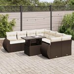 vidaXL Salon de jardin avec coussins 9 Pièces marron résine tressée