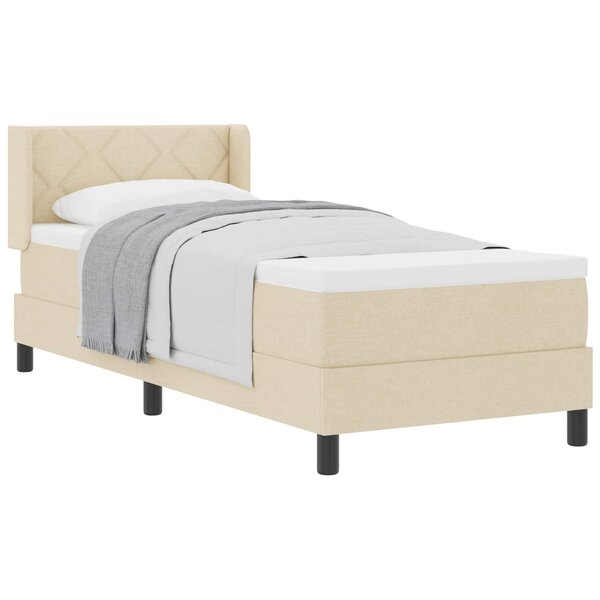 vidaXL Lit à ressorts avec tête de lit Crème 200 x 80 cm tissu