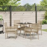 vidaXL Ensemble de Salle à Manger de Jardin 5 Pièces Beige Poly Rattan