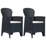 vidaXL Chaises de jardin lot de 2 avec coussin Anthracite Plastique