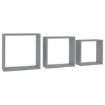 vidaXL Étagères murales sous forme de cube 3 Pièces Gris MDF