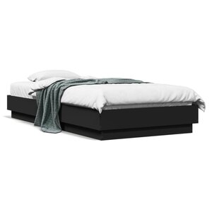 vidaXL Cadre de lit sans matelas noir 75x190 cm bois ingénierie