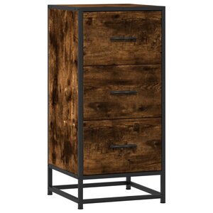 vidaXL Buffet chêne fumé 35 5x35x76 cm bois d'ingénierie et métal