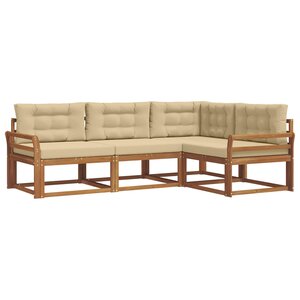 vidaXL Ensemble de canapés d'extérieur 4 pc Naturel et Beige