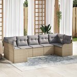 vidaXL Ensemble de canapé de jardin 7 Pièces Beige  gris clair Poly rotin