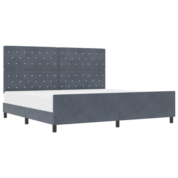 vidaXL Lit à ressorts avec tête de lit Gris foncé 200 x 200 cm Velours