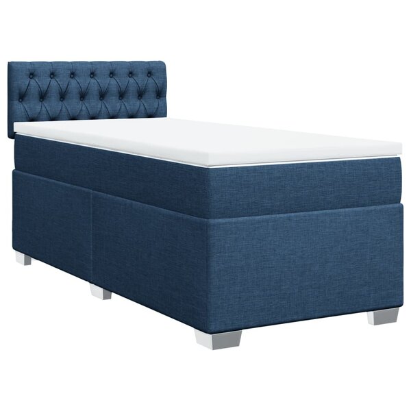 vidaXL Sommier à lattes de lit avec matelas Bleu 80x200 cm Tissu