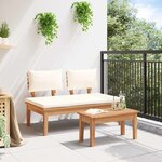 vidaXL Banc de jardin 2 Pièces Crème et marron Bois de teck massif