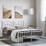 vidaXL Cadre de lit métal sans matelas et pied de lit blanc 135x190 cm